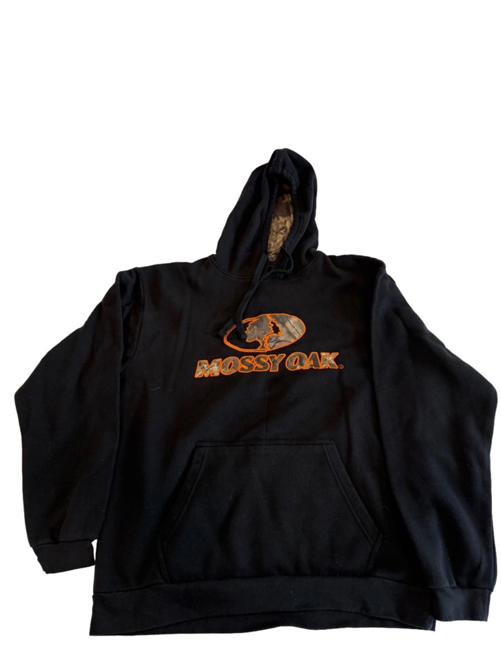 Mossy Oak Black Hoodie with Camo Accents